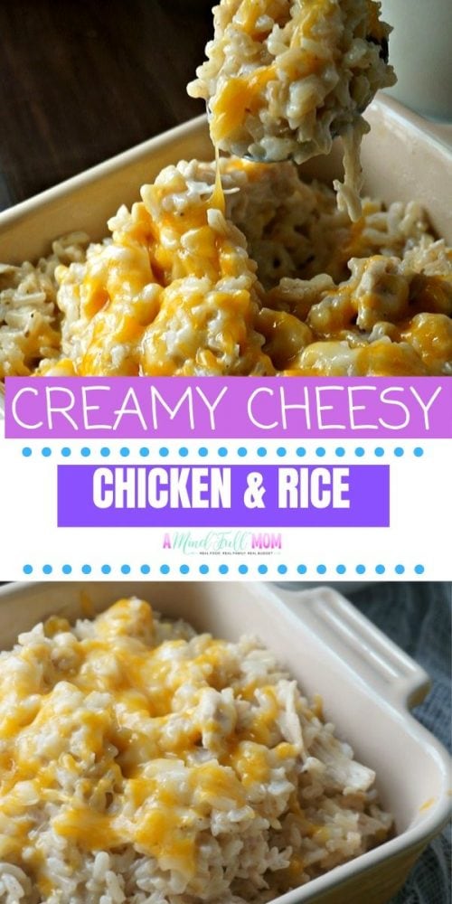 This Creamy Cheesy Chicken and Rice is the ULTIMATE comfort food recipe. Wholesome brown rice, cooked chicken, and lots of cheese all swimming in a decadent, yet healthier sauce. This chicken and rice casserole is one recipe that everyone loves and makes a delicious use of leftover rotisserie chicken. It is a family casserole that always receives rave reviews. 