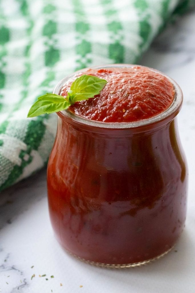 Italian Red Sauce in glass jar.
