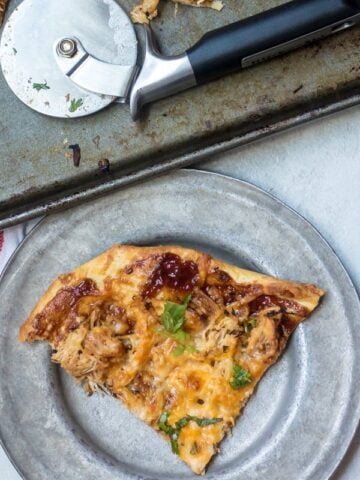 Pulled Pork Pizza on Silver plate