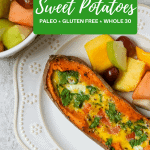 Easy Whole 30 Eggs baked in sweet potatoes
