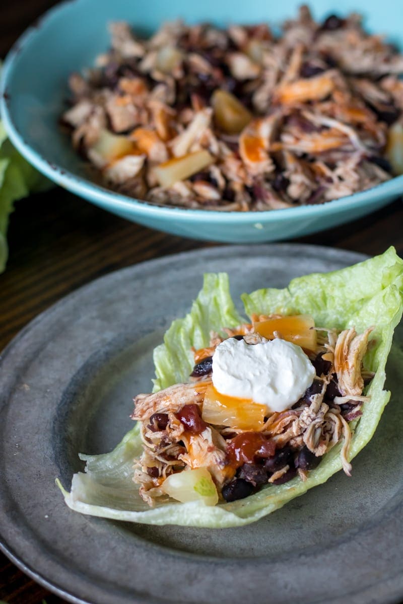 Slow Cooker Healthy Chicken Lettuce Wraps -- A Mind "Full" Mom