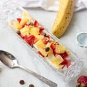 Easy Banana Yogurt Bowl with pineapples and strawberries