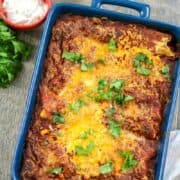 Chipotle Chicken Enchiladas: Tortillas that have been filled with moist, shredded chicken are submerged in rich Enchilada sauce and then smothered in cheese for an easy, family meal worthy of any Mexican Restaurant. Gluten-Free Option available.