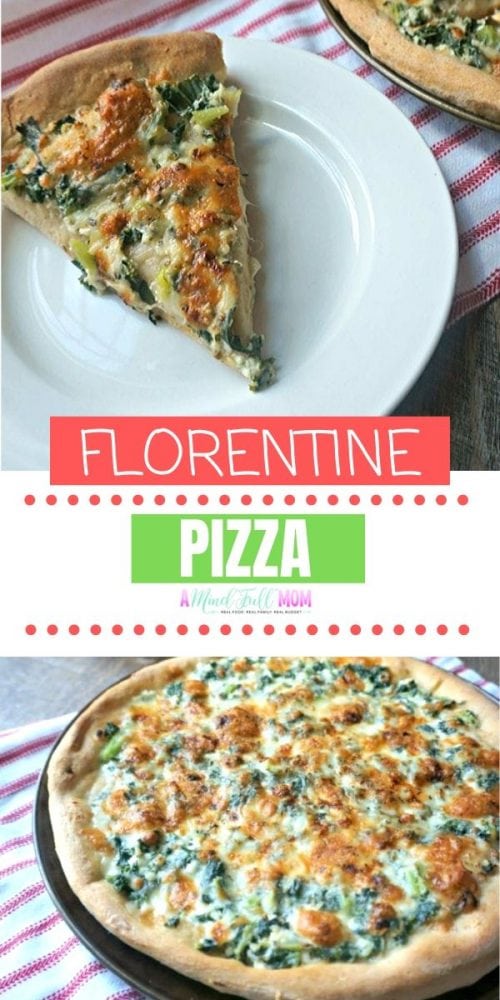 Spinach pizza is one of the tastiest ways to enjoy veggies! Made with creamy ricotta, tender spinach, herbs, and lot of cheese, this Florentine pizza is Pizza Night MUST make!