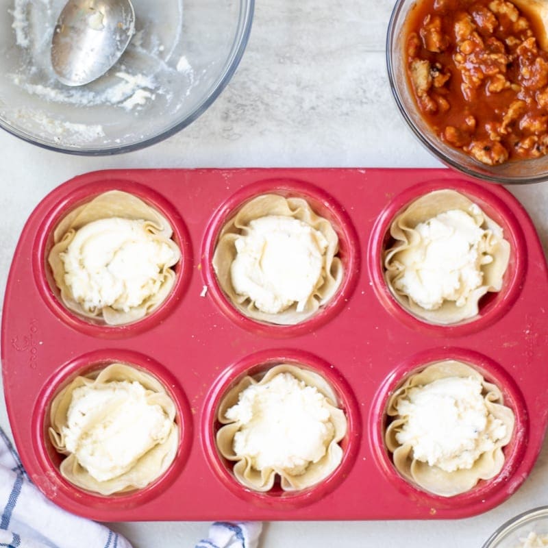 Wonton Cups with Ricotta Cheese Mixture