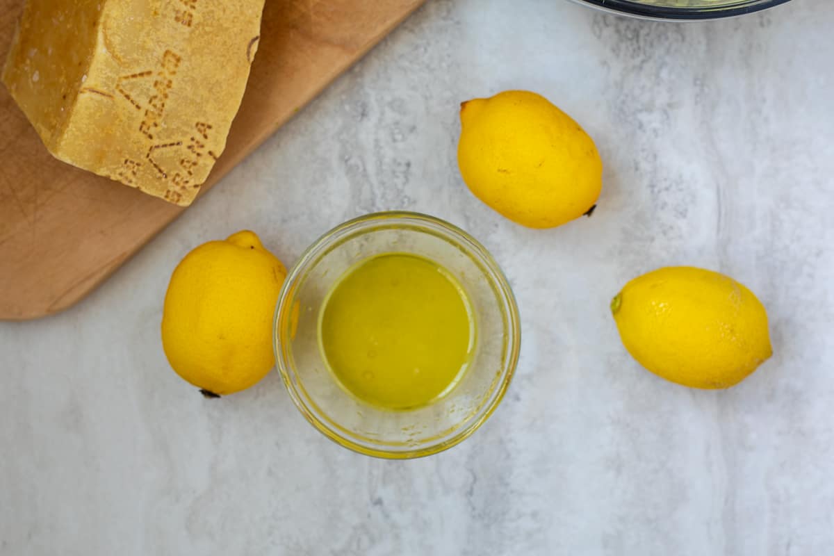 Lemon Dressing in glass bowl.
