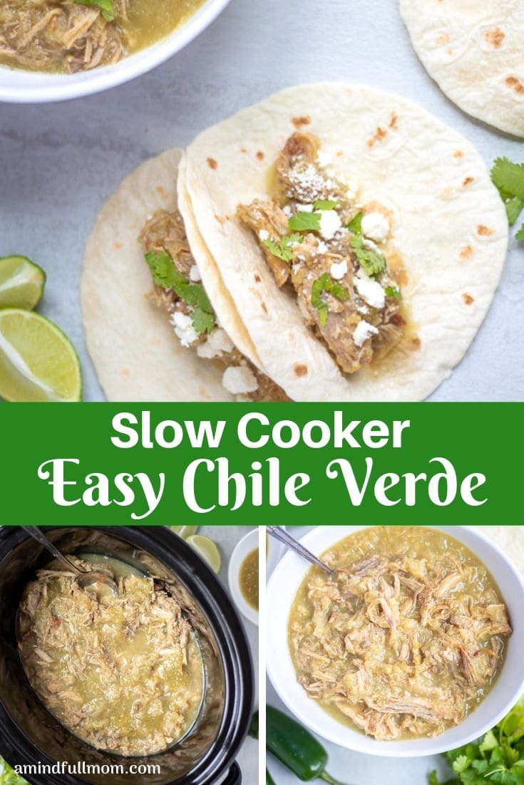 This is the easiest recipe for Chile Verde! Pork is simmered until tender in a salsa verde sauce in the crock-pot. This Salsa Verde Pork is perfect to serve with rice, as a filling for tacos, or to eat alone as a high protein, low-carb dinner. 