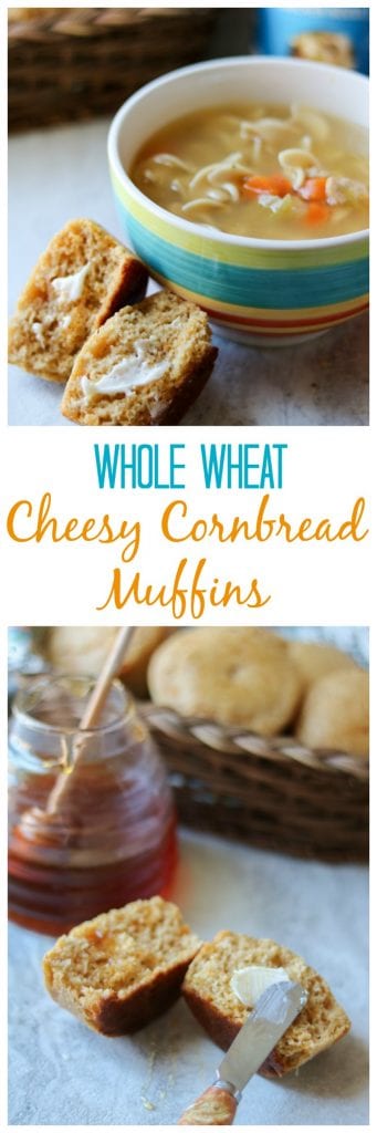 Whole Wheat Cheesy Cornbread Muffins (Directions for Skillet as well)