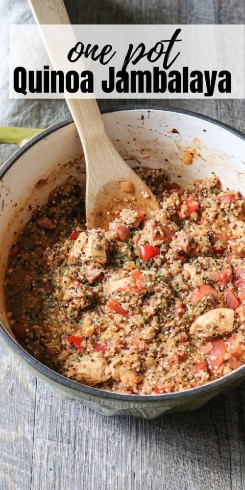 Quinoa Jambalaya is a 30-minute one-pot dish that is full of incredible flavor! This jambalaya is packed with protein and packs a hefty punch of spice.