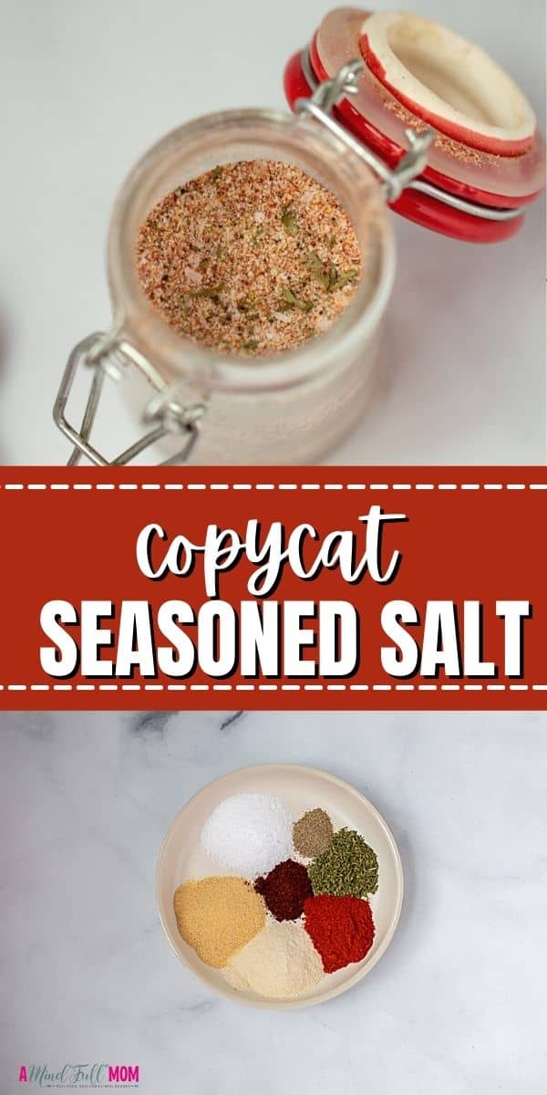 The perfect blend of spices makes up this homemade seasoned salt. It is a simple blend of spices you probably have on hand that will jazz up any recipe. You can also leave out the salt for a copy-cat version of Mrs. Dash Seasoning. 