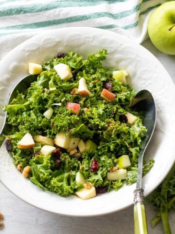 Kale salad with apples with walnuts and craisins