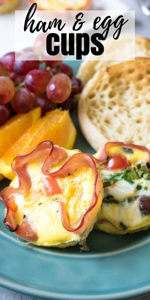Easy Baked Ham and Egg Cups are one of the easiest breakfast ever! These ham and egg cups made by placing slices of ham and then filling with toppings of your choice, eggs, and then baked to perfection. Serve them up with fresh fruit and an English Muffin, for a tasty breakfast that is great for busy mornings, but is also perfect to serve guests for brunch. 