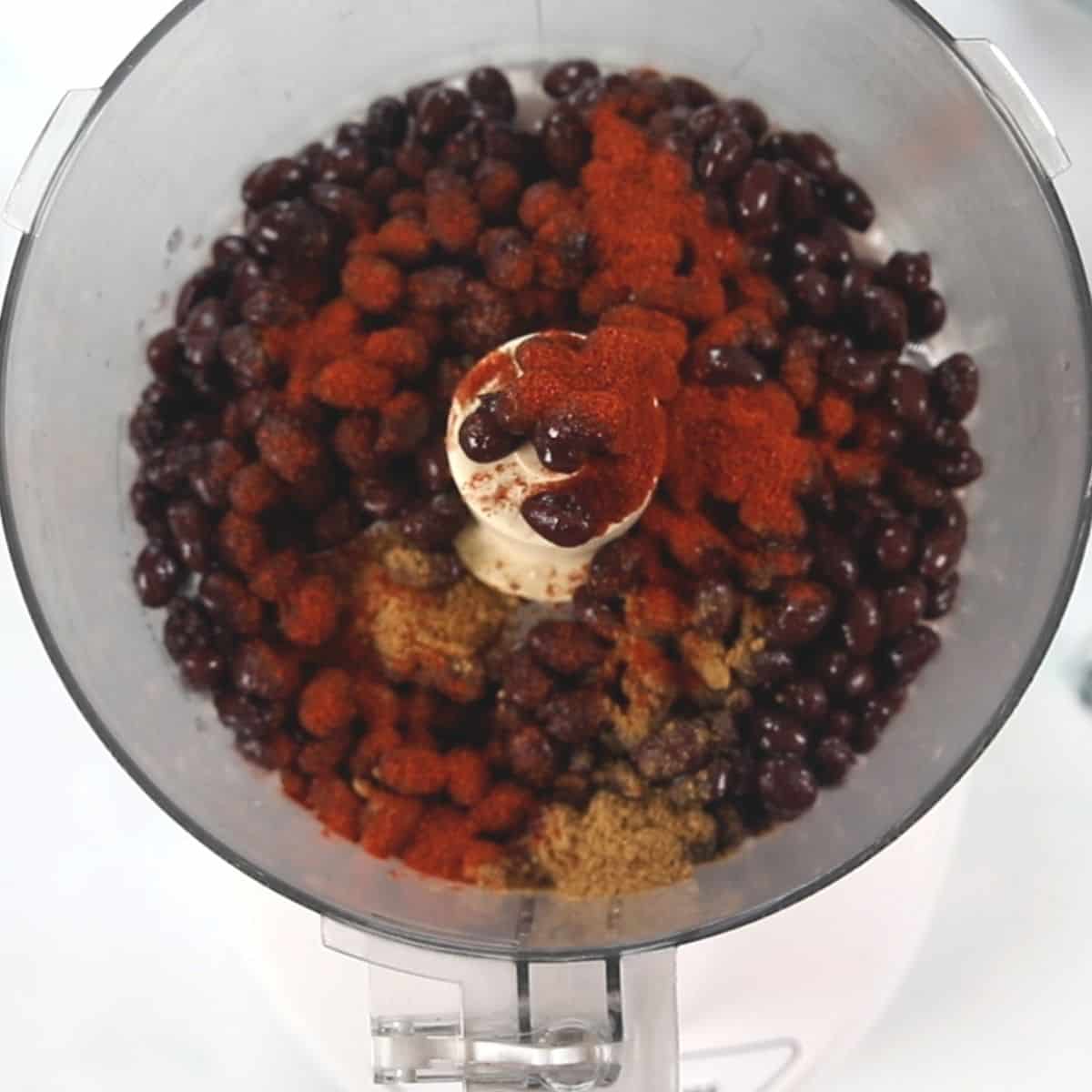 ingredients for black bean dip in food processor
