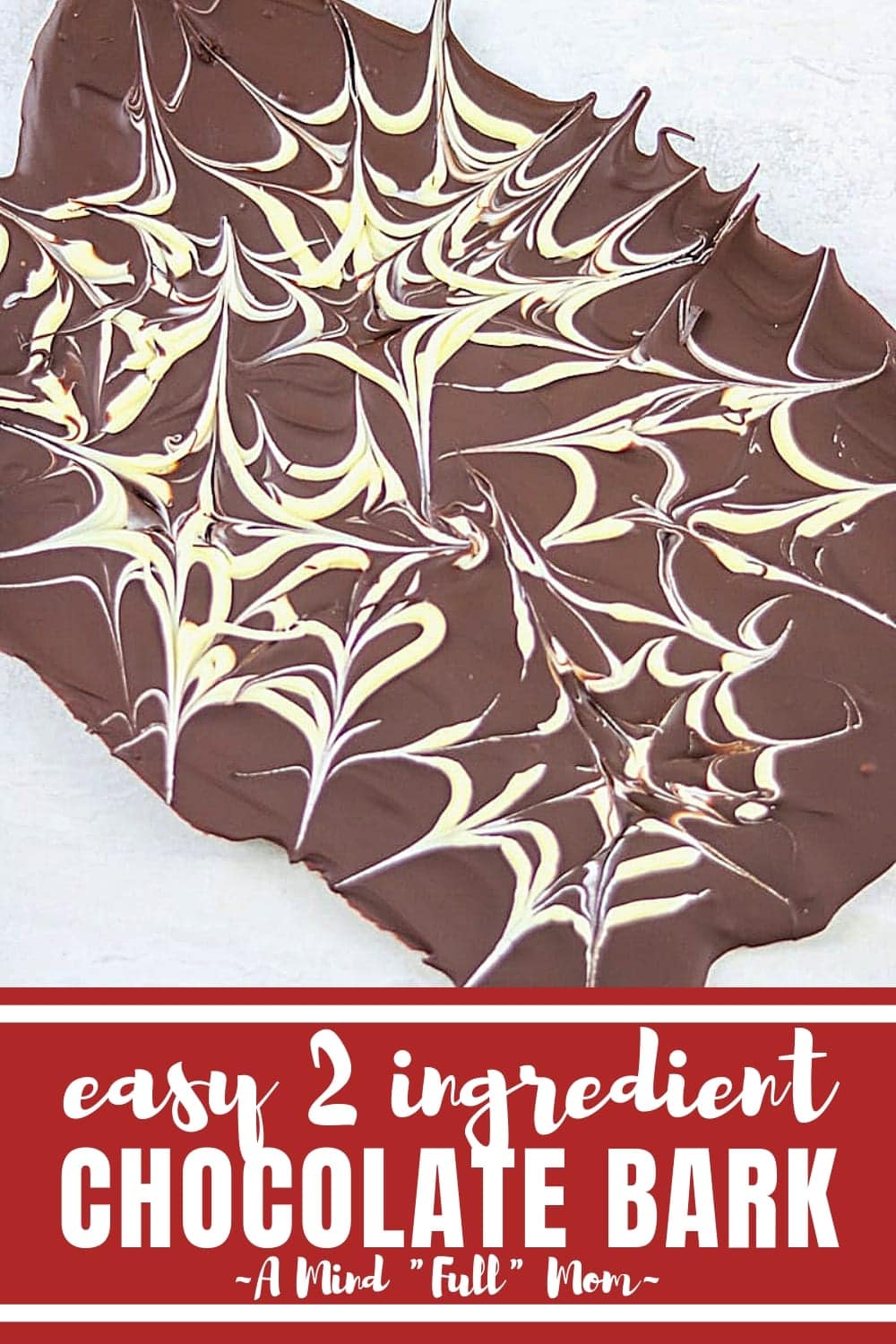 It is so easy to make chocolate bark at home with only 2 ingredients! This easy recipe for chocolate bark produces a marbled bark that is so delicious and pretty! It is a great recipe to make to give to friends, or to just enjoy as a decadent treat. 