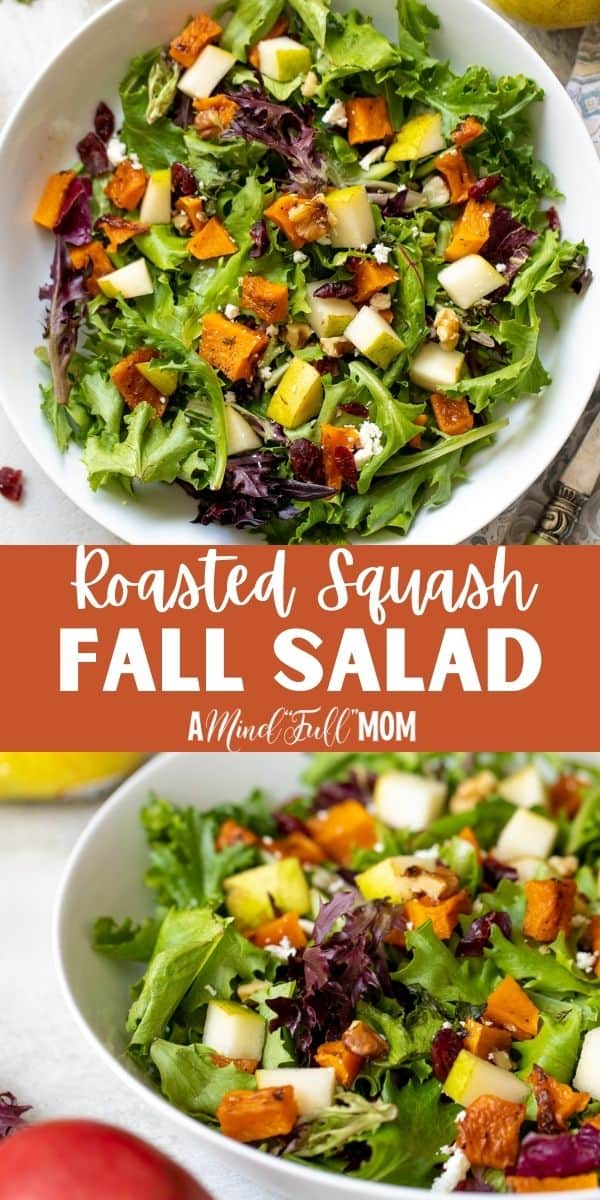 This is THE Fall Salad made to IMPRESS!!! Roasted Butternut Squash Salad is the BEST salad to make with seasonal fall produce. Roasted butternut squash, sweet pears, tart dried cranberries, sharp feta and a fresh Apple Cider Vinaigrette marry together to create simple, healthy salad that is filled with robust flavors. 
