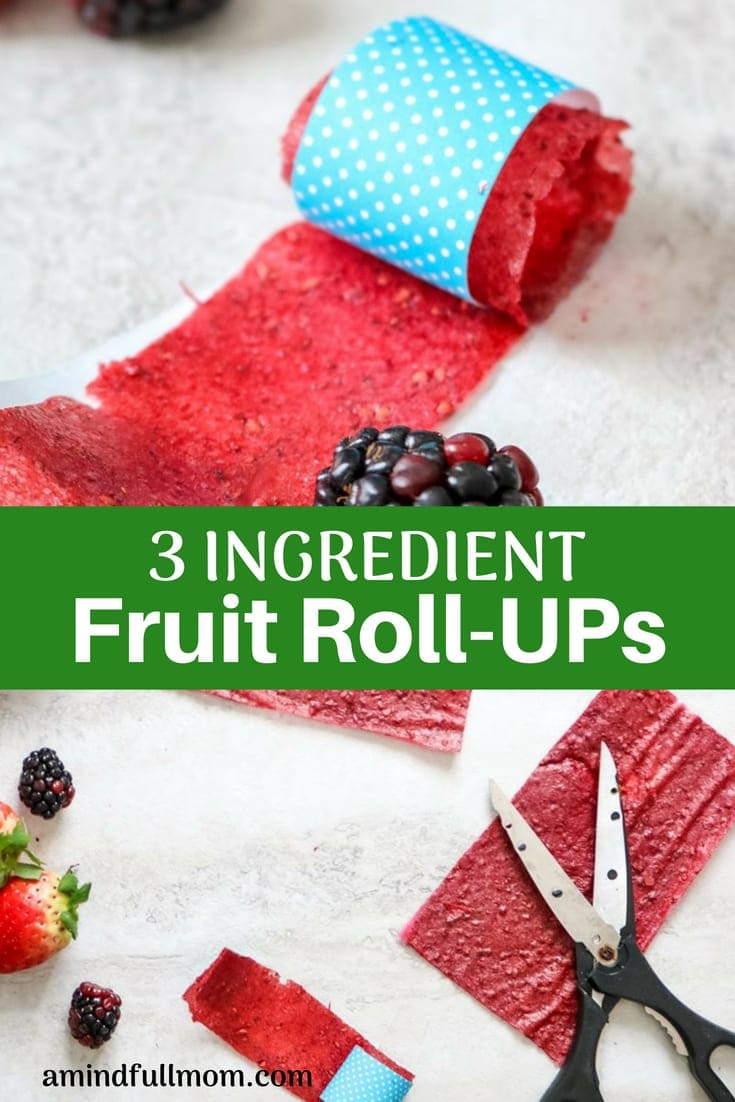 Homemade Fruit Roll Ups: With 3 wholesome ingredients you can easily make homemade fruit leather. These easy 3 ingredient, healthy fruit roll ups are the perfect lunch box treat. #lunchbox #vegan #allergyfree #glutenfree