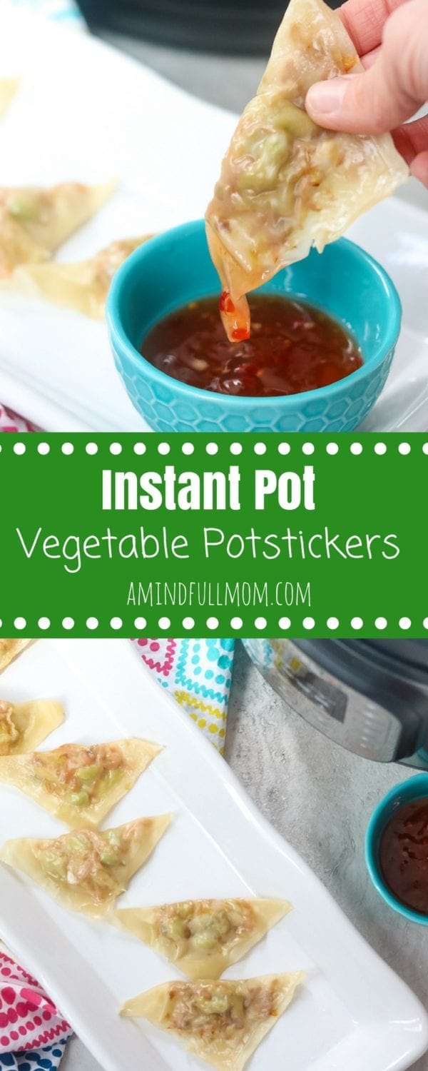 You can make Vegetarian Potstickers from start to finish EASILY in your Instant Pot. These Instant Pot Potstickers are filled with flavorful sauteed vegetables and then steamed to perfection, for a simple healthy appetizer or light meal.  