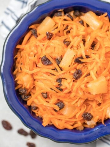 Carrot Salad In Blue Bowl
