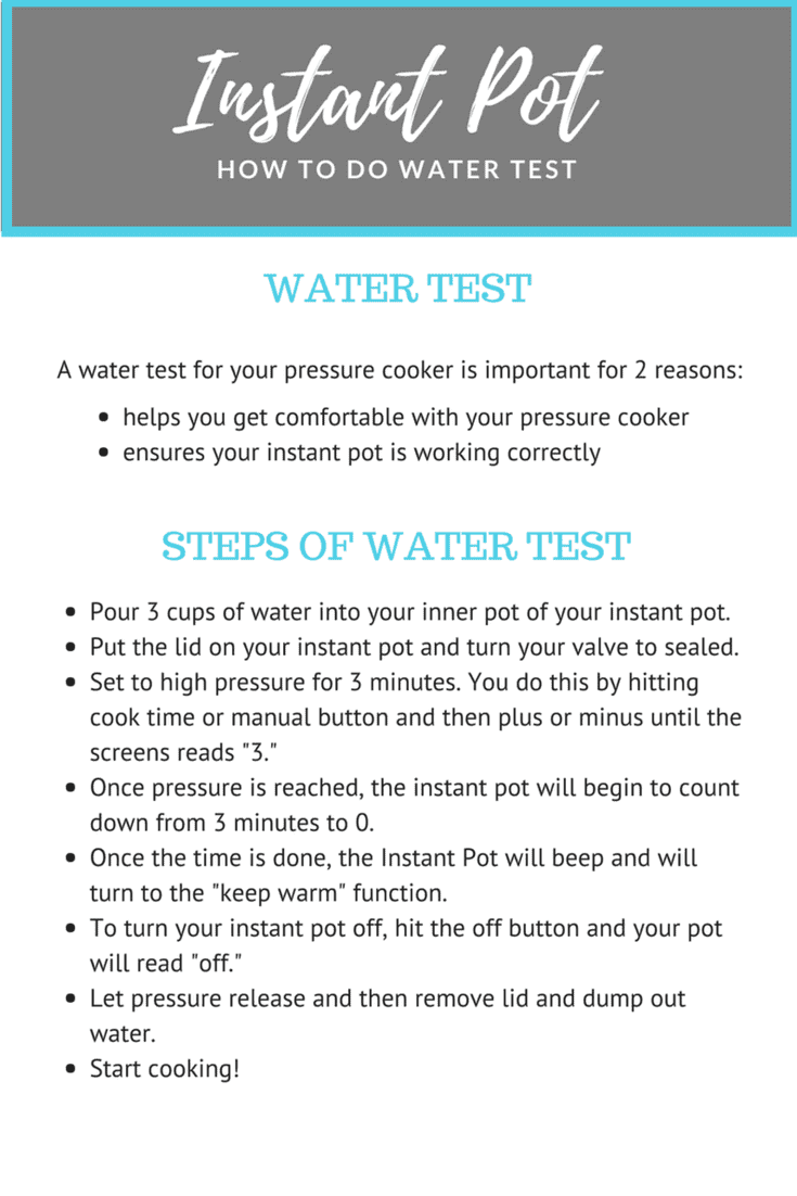 Easy to follow instructions and video for how to complete an instant pot water test and why it is necessary to help you learn the basic functions or the Instant Pot. 