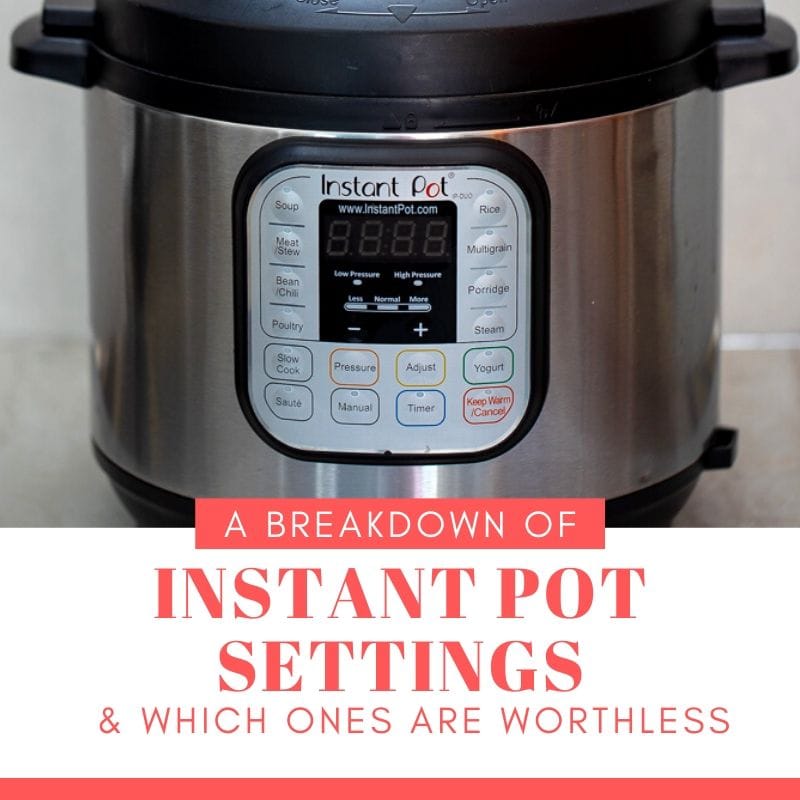 Picture of Instant Pot with text that says Instant Pot settings