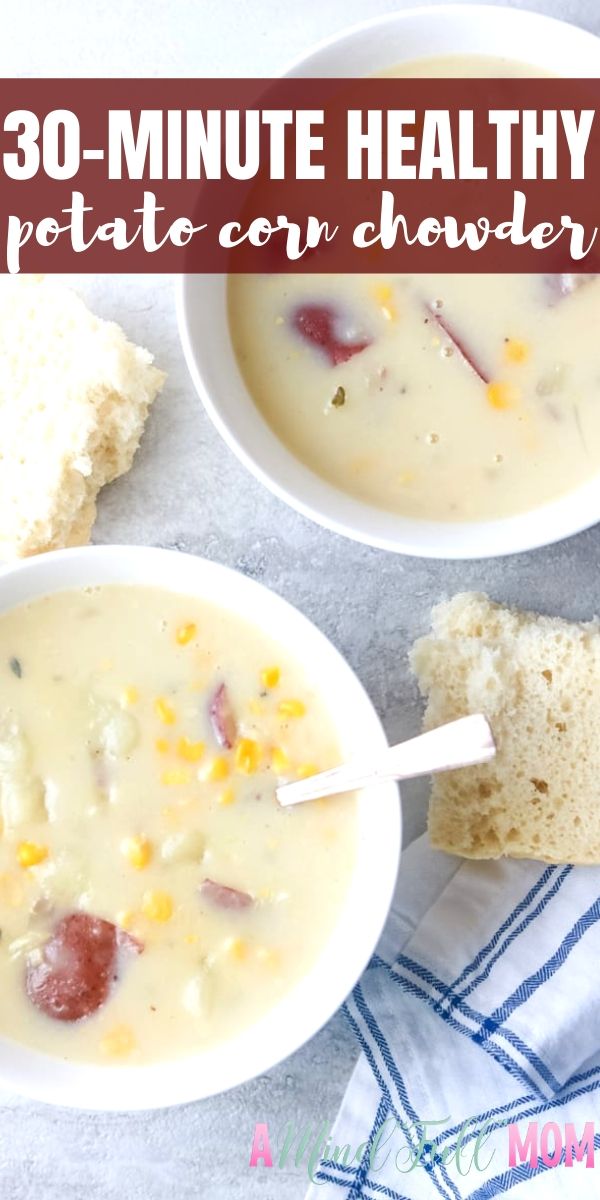 This Potato Corn Chowder is a simple vegetable chowder that comes together in 30 minutes with basic pantry staples. While it has been made with less cream than most chowders, it is still full of flavor, rich, creamy, and hearty. 