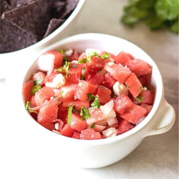 Bowl of fresh watermelon salsa