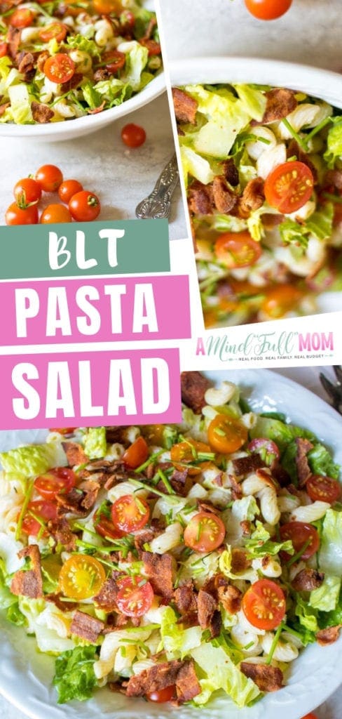 A classic BLT sandwich turned into a pasta salad! This easy BLT Pasta Salad recipe has bacon, sweet summer tomatoes, and crisp lettuce tossed with tender pasta and coated with a rich dressing. This will be your favorite pasta salad dish!
