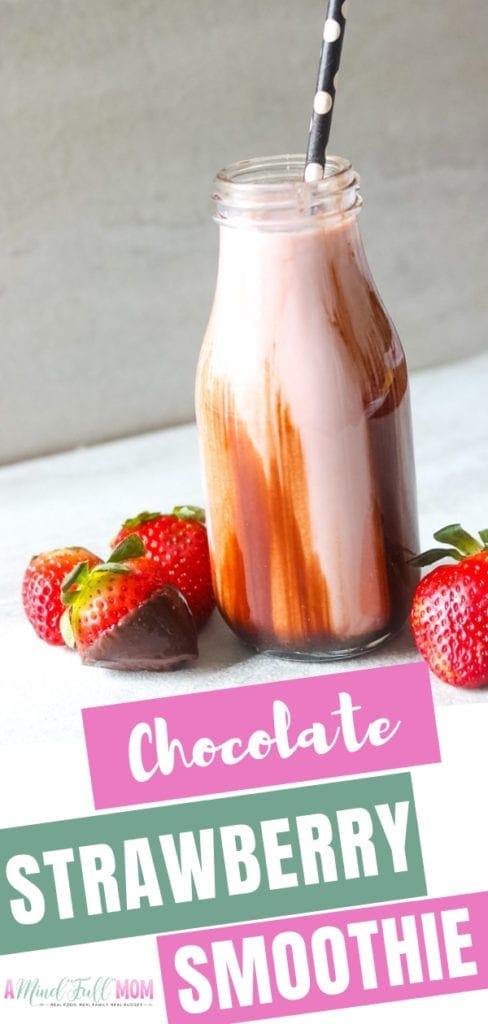 The best chocolate smoothie recipe made with fresh strawberries, yogurt, milk, and melted chocolate! This is an irresistible chocolate smoothie recipe for kids. Try this rich and creamy drink that is swimming with protein, calcium, and antioxidants!
