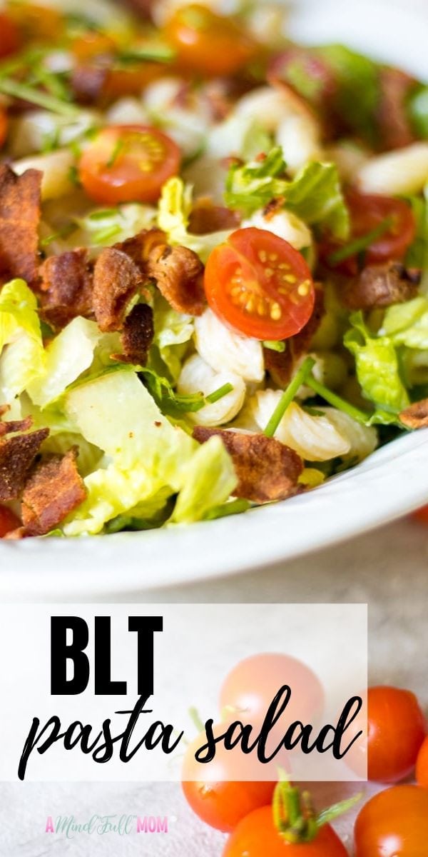Bacon, sweet summer tomatoes, and crisp lettuce are tossed with tender pasta that has been coated with a rich dressing for a perfect spin on a classic BLT sandwich. BLT Pasta Salad is a delicious, flavorful, hearty pasta salad filled with all the traditional flavors of a BLT. This recipe can easily be made gluten-free as well. 