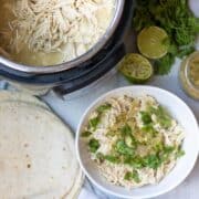 Bowl of Instant Pot Shredded Mexican Chicken