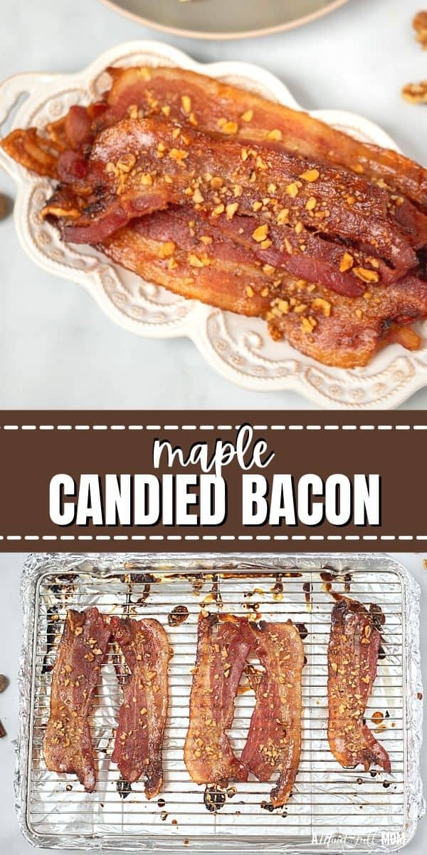 Candied Bacon with a sweet and spicy maple glaze and chopped nuts is out of this world delish!