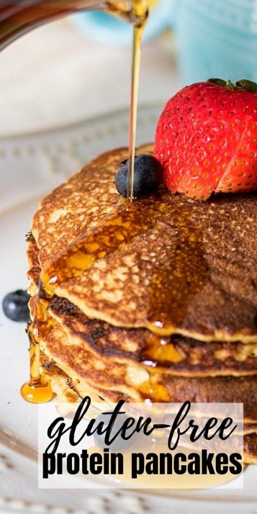 Light, tender, and naturally sweet, these Gluten-Free pancakes are made with simple, wholesome ingredients--no protein powder or special flours! They are simple to make and thanks to natural sources of protein, these Gluten-Free Protein Pancakes will keep you full all day!