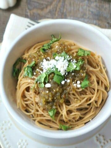 Bowl of Salsa Verde Spaghetti