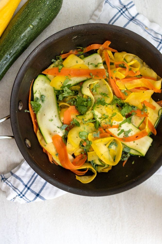 Zucchini and squash in a pan