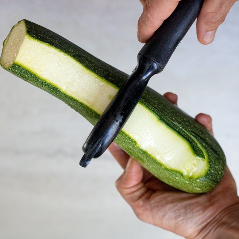 Using vegetable peeler to make zucchini ribbons