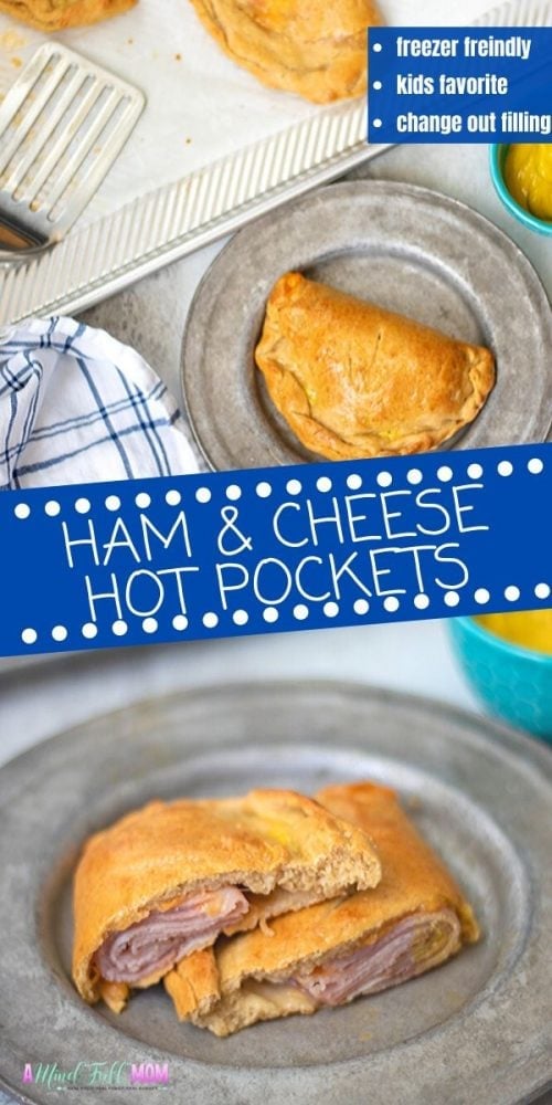 Ditch store-bought and serve up these Homemade Hot Pockets for a family-friendly meal or a perfect on the go lunch. Filled with ham and cheese, these hot pockets are oozing with flavor! Not only are these hot pockets easy to make, but the fillings can also be changed up for a variety of flavors, they freeze and reheat beautifully, and can be made with homemade or store-bought dough.