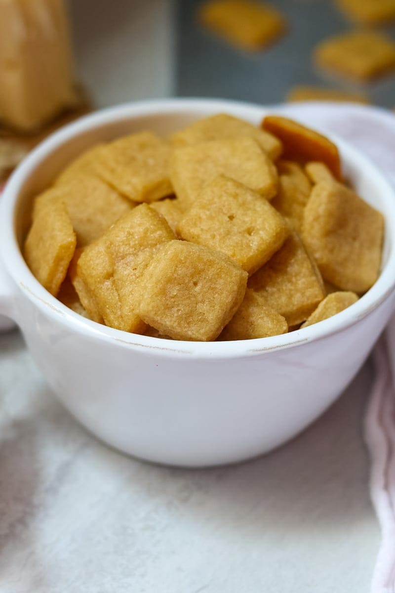 Bowl of Homemade Cheese It Crackers
