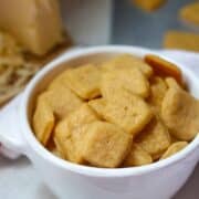 Bowl of homemade cheese crackers