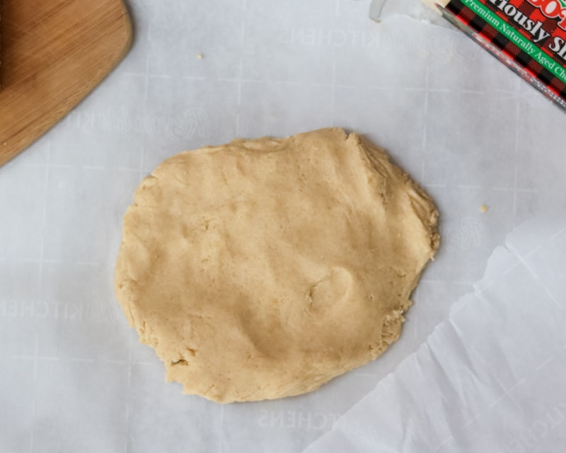 Cheese Cracker dough on parchment paper
