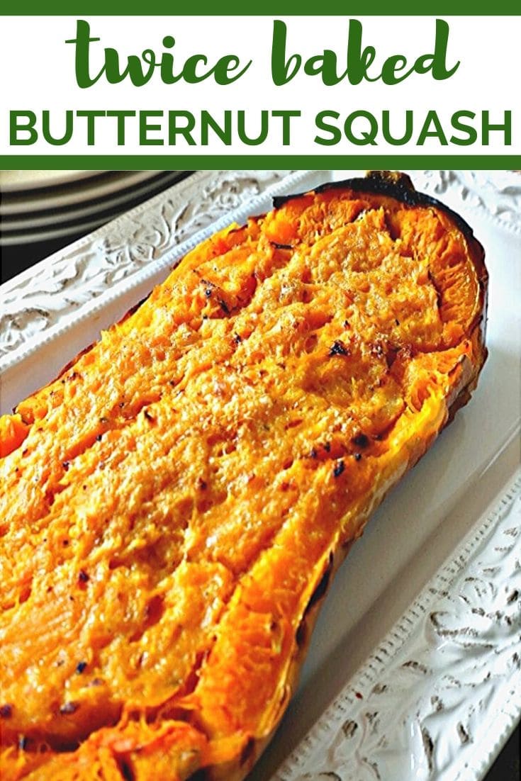 You have heard of Twice Baked Potatoes, but why not try Twice Baked Butternut Squash? Baked until tender and then mixed with Parmesan cheese and butter and re-baked, this Stuffed Butternut Squash is a buttery, nutty, delicious side dish that always impresses guests!
