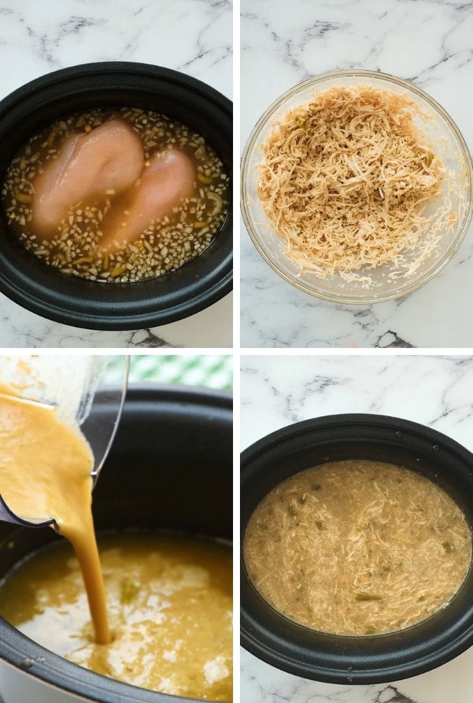 Step by step photos of making white chicken chili in crock pot