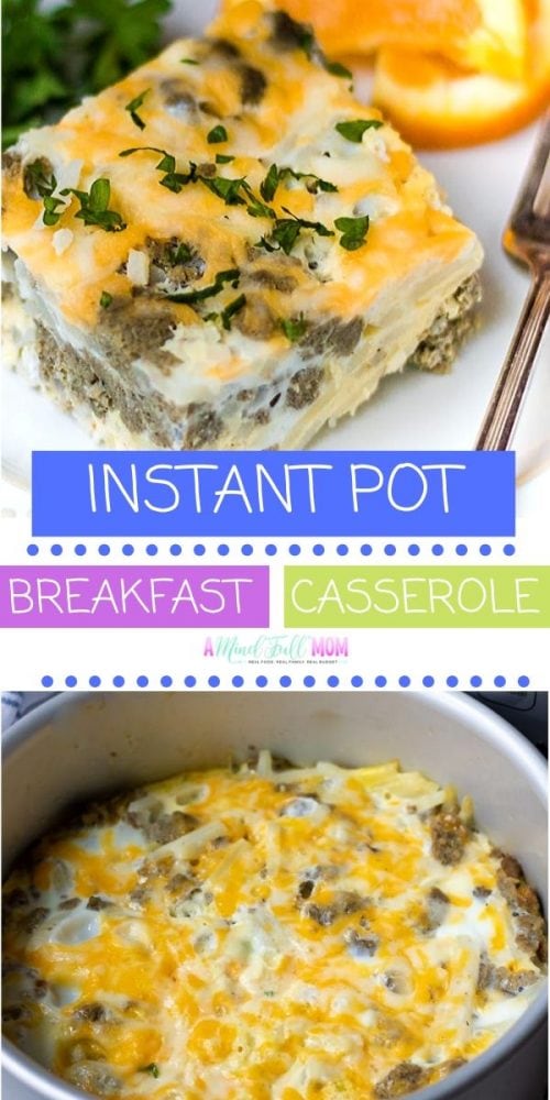Instant Pot Breakfast casserole is quick and easy to prepare, making this hash brown egg bake perfect for busy mornings! It is a classic sausage breakfast casserole that has been modified for the pressure cooker. This simple hash brown casserole needs to be your next breakfast!