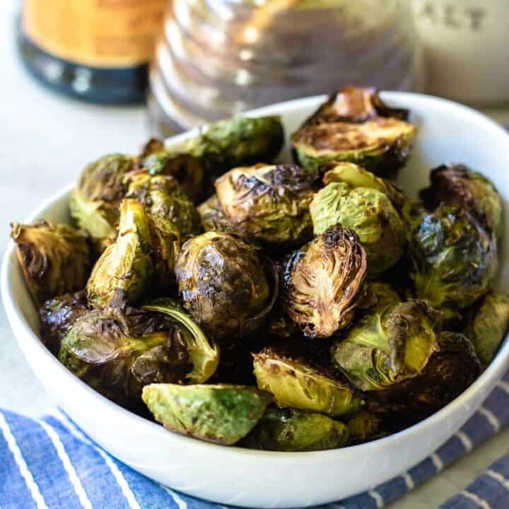 Bowl of Crispy Brussel Sprouts with Balsamic Honey Glaze