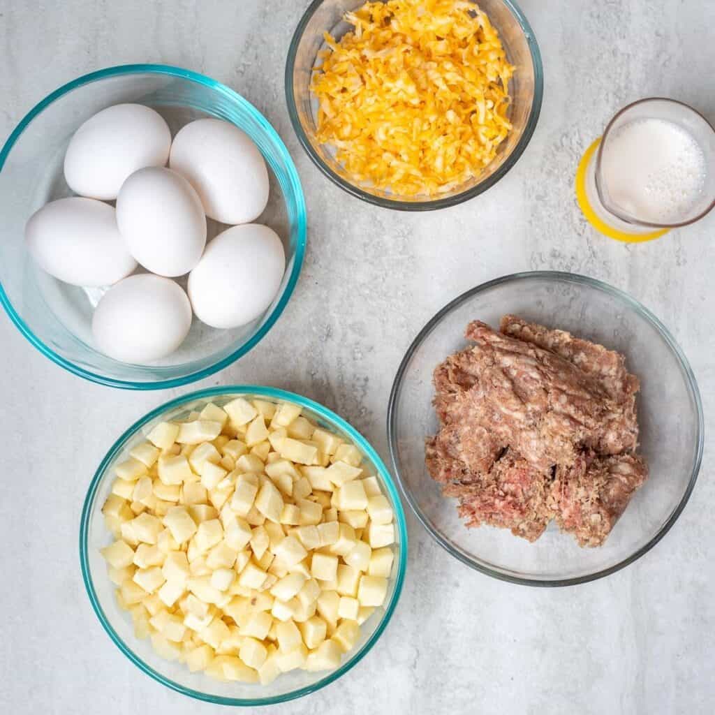 Ingredients for instant pot hashbrown breakfast casserole