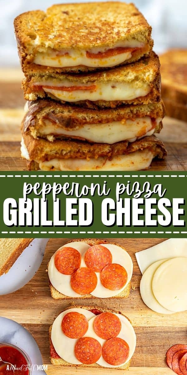 This Pizza Grilled Cheese is a fun spin on classic grilled cheese. Made with all your favorite pizza toppings and toasted with garlic-infused oil, this easy grilled cheese recipe is an easy, kid-friendly recipe that is a perfect spin on pizza night.