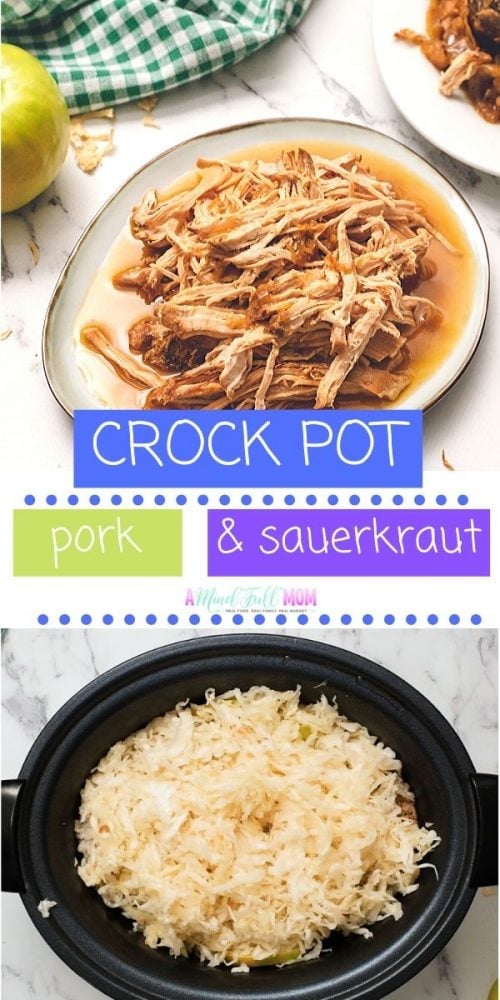 This is hands down the BEST Pork and Sauerkraut recipe ever! Succulent, tender pork is flavored with sauerkraut that has been sweetened with apples. This Slow Cooker Pork and Sauerkraut is incredibly easy to make and delicious to eat. It also happens to be a crock pot meal that is gluten free, paleo friendly, and dairy free. 