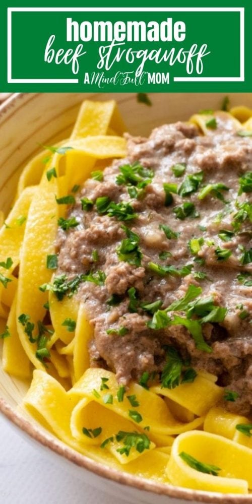Skip the canned soup, and make Beef Stroganoff from scratch with an easy, creamy, rich mushroom gravy and ground beef. This recipe for Homemade Beef Stroganoff is not only lower in sodium and fat, and MUCH better tasting, it is also easy to make.  