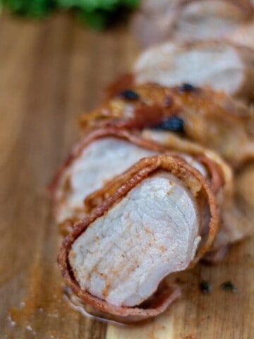 Seasoned Bacon wrapped pork tenderloin