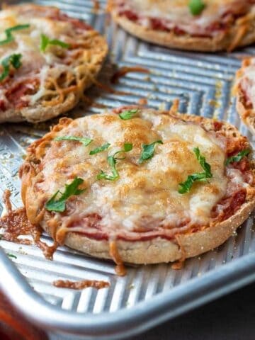 Close up of English Muffin Pizza