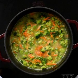 Broccoli Soup in stock pan.